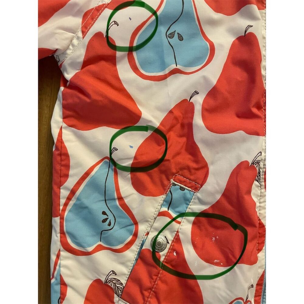 Mini Boden Hooded Rain Jacket Pear Print Size 7-8 Multicolor - Picture 5 of 6
